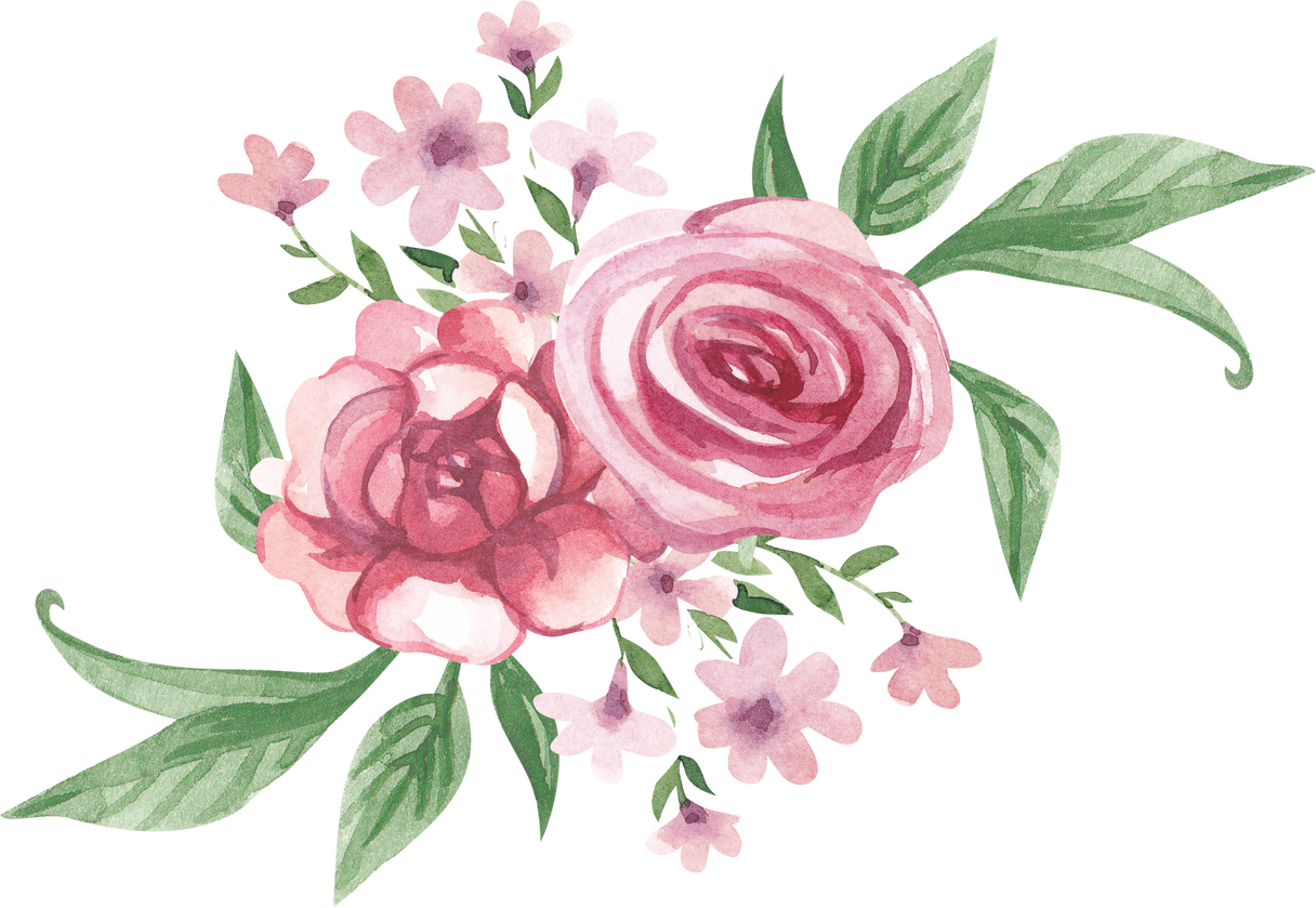 Watercolor Flower Border Arrangement Border Corner Pink Rose