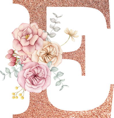 Rose gold letter with flowers