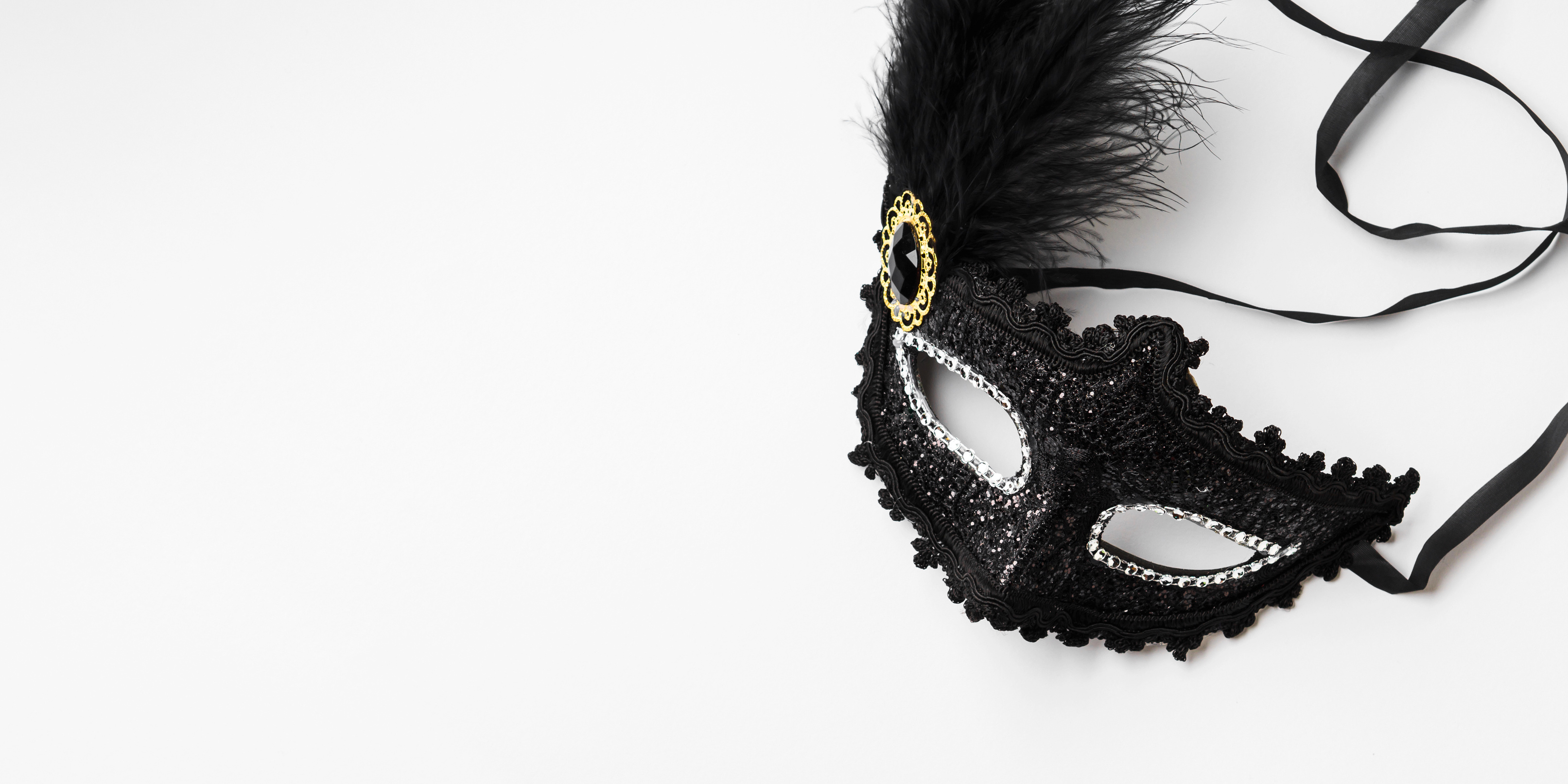 Black Carnival Mask on White Background