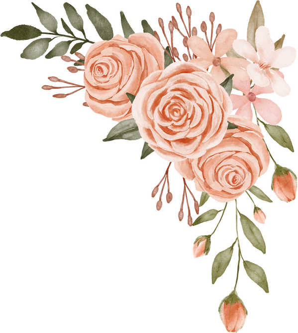 watercolor peach corner flower arrangement